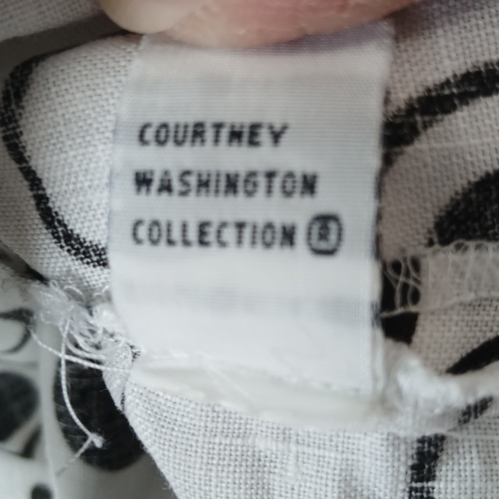 Courtney Washington Linen Black and White Polka Dot Blouse Womens Medium - Picture 4 of 7